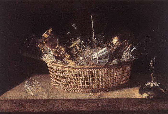 Sebastian Stoskopff Still-Life of Glasses in a Basket oil painting image